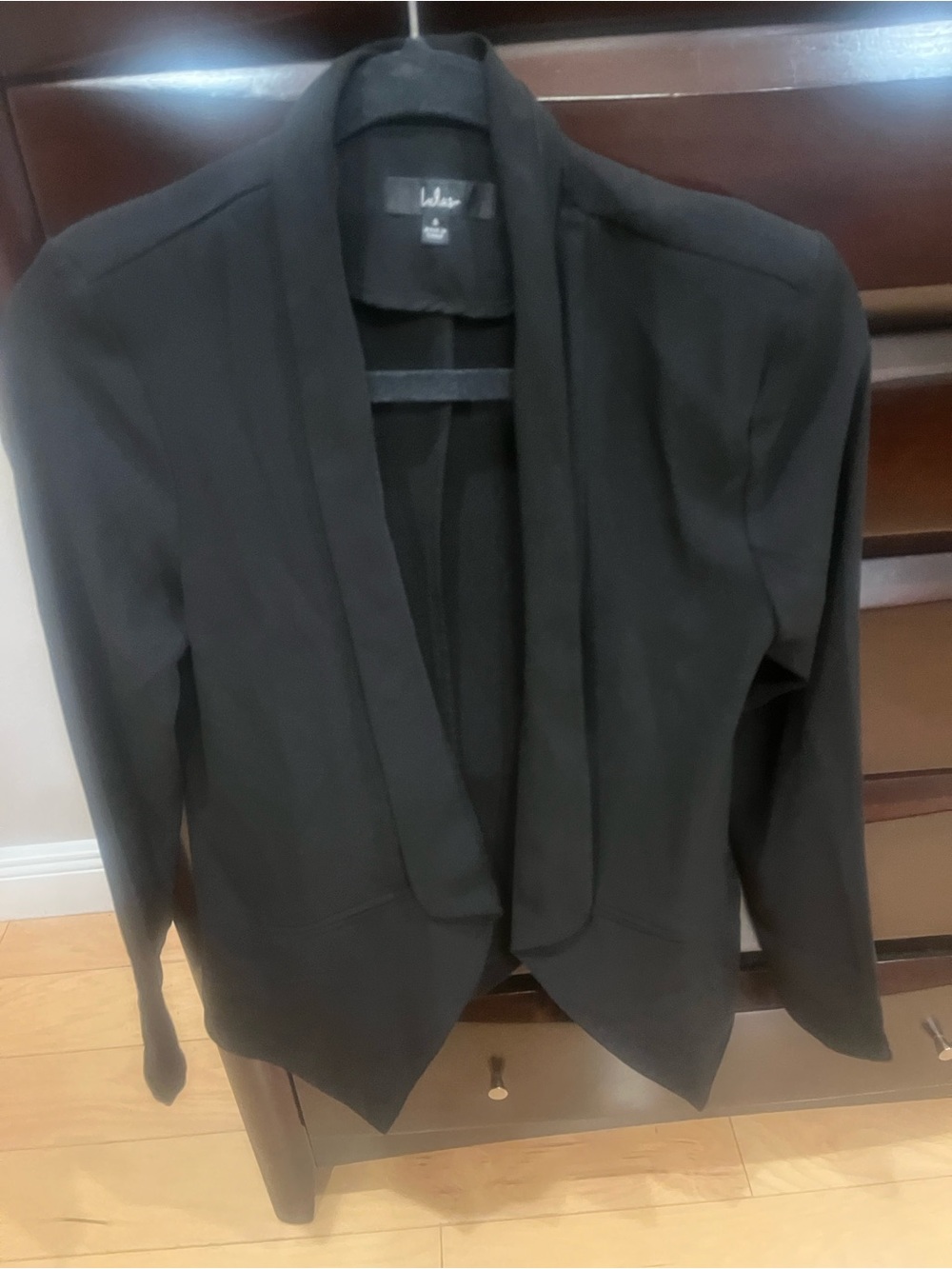 Lulu's Black Draped Open-Front Blazer